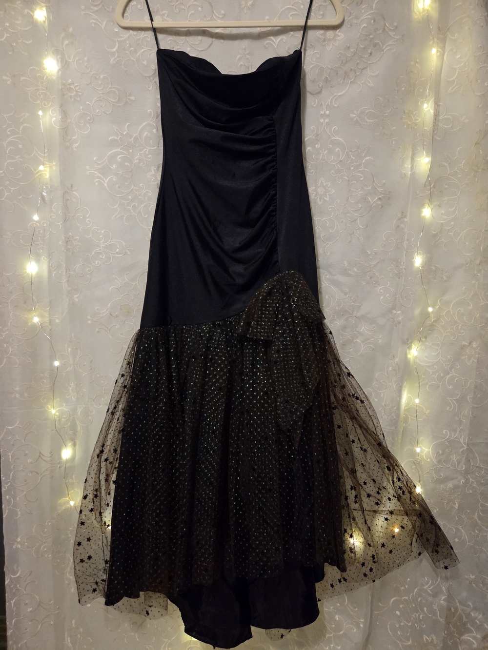 Vintage Goth TD4 By Electra Black Mermaid With Green Sequins And Stars